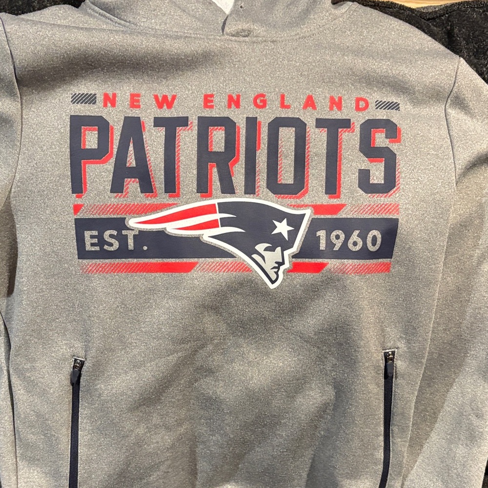 New England Patriots Gray Hoodie no drawstring